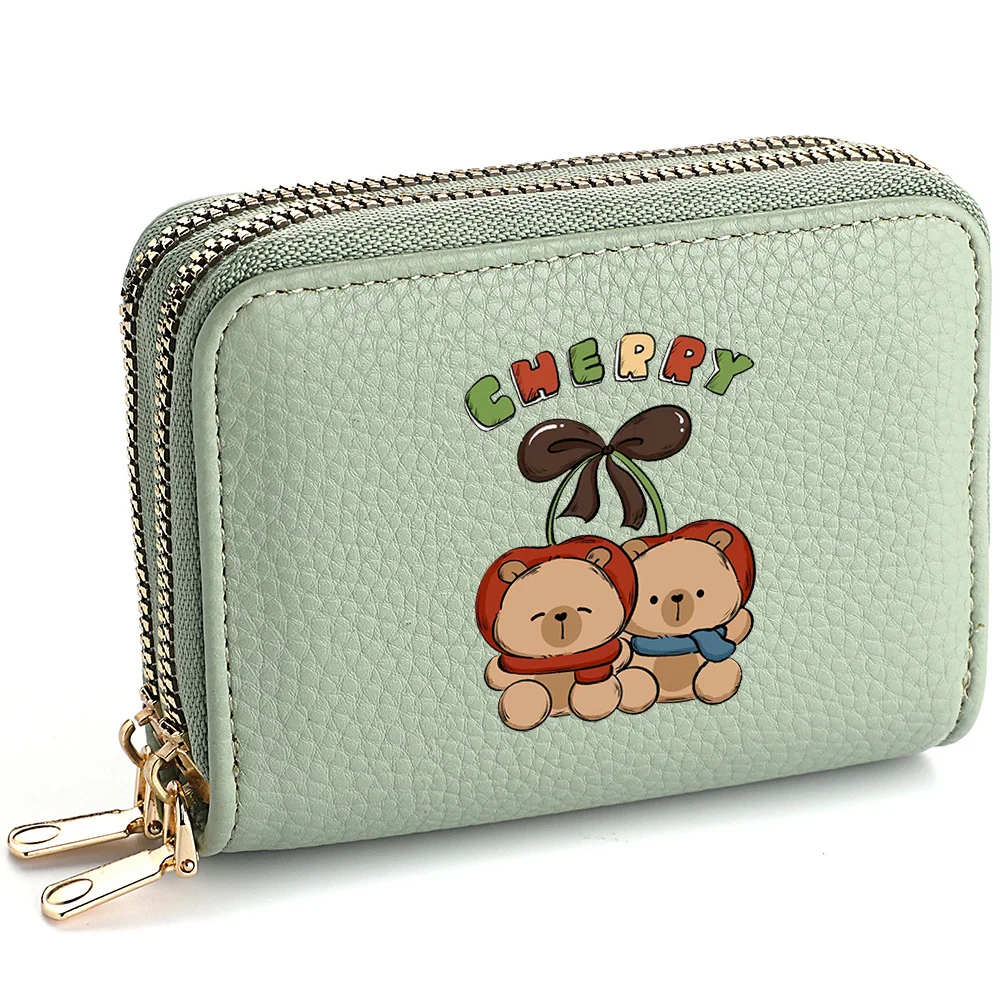 Ladies Short Coin Wallet Cute Pattern Personalized Mini Wallet Double Zipper Multi-Card Slot Design Large Capacity