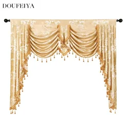 European Style Curtains for Living Room Bedroom Dining Royal Luxury Valance Pelmet Windows Swag Curtain Wedding Backdrop Stand