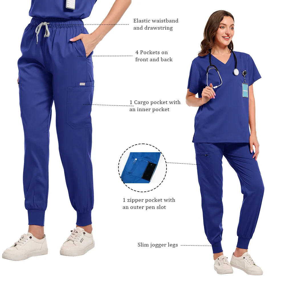 Scrubs Medical Uniforms Woman Conjuntos De Pantalones Mujer Uniforme Sanitario Mujer Doctor Nurse Conjunto Costume Traje Clinico