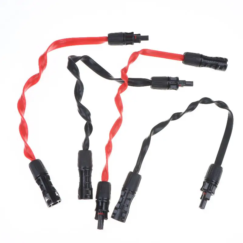 2Pcs 12AWG 10AWG 4mm2 6mm2 Female Male Waterproof Connectors Flat Solar Panel Extension Cable For RV Photovoltaic Home Balcony