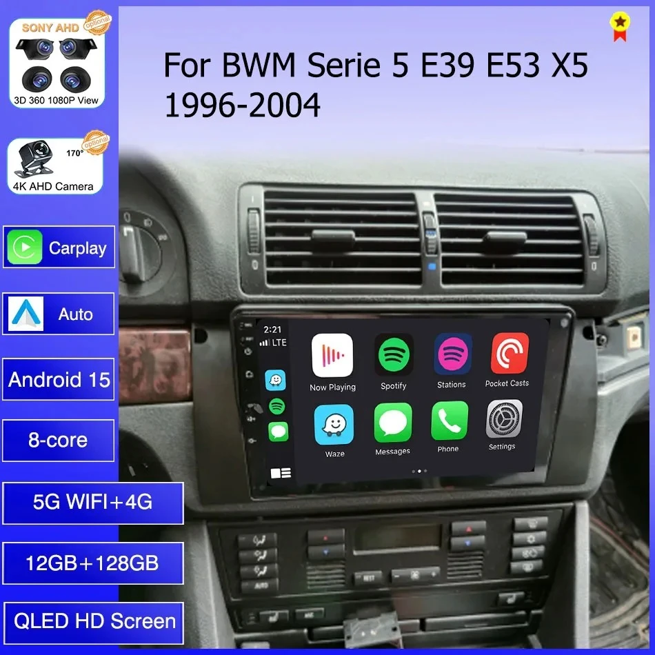Android 15 For BMW 5 E39 1996 - 2003 E53 X5 M5 2K QLED Android Car Radio Multimedia Video Player GPS CarPlay Head Unit DSP 2DIN