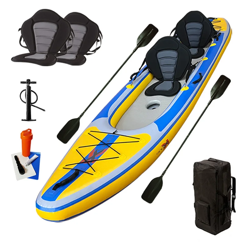 

New Design Custom Foldable Light Two Persons Canoe Drop-stitch Fabric Inflatable Kayak For Seashore