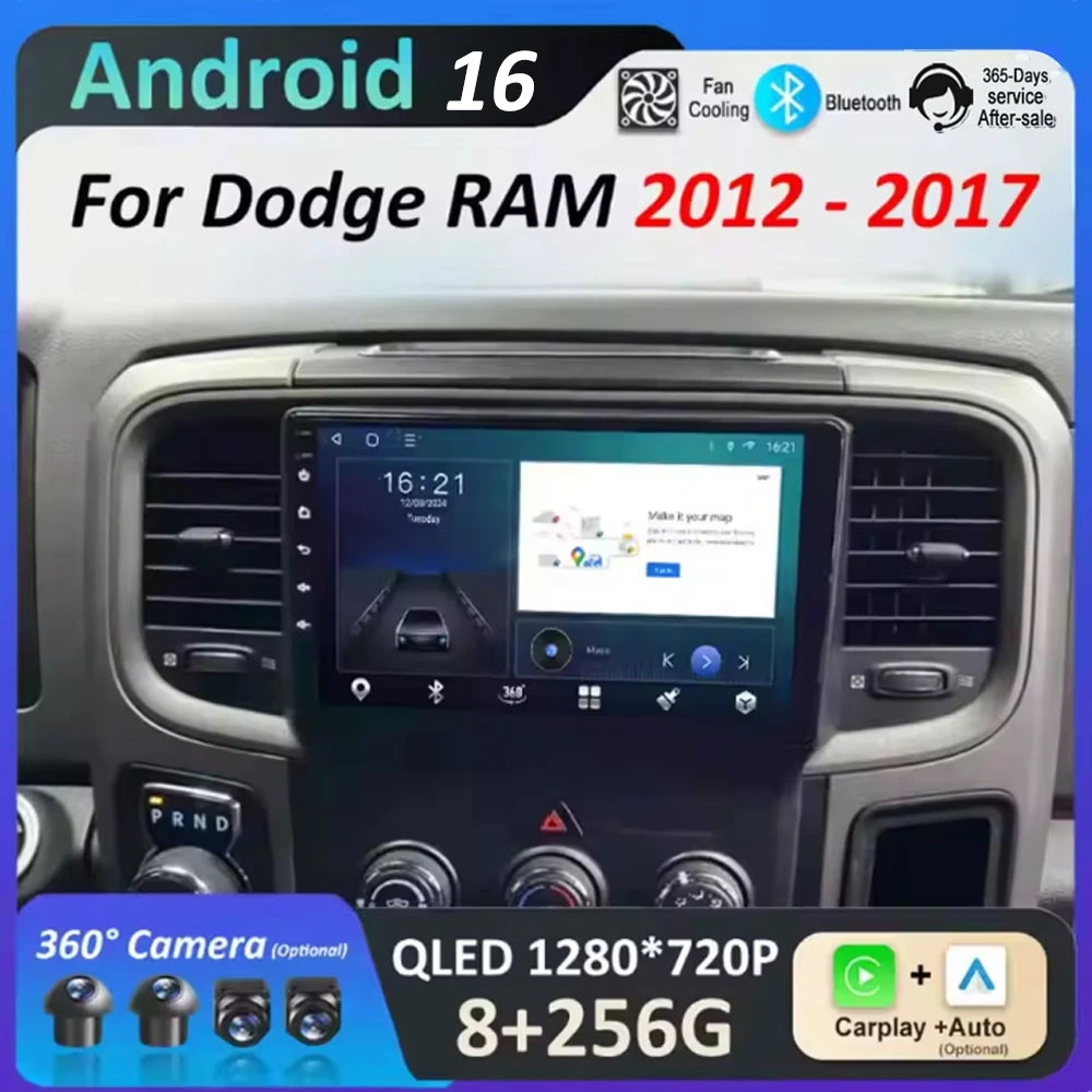 

for Dodge RAM 2012 2013 2014 2015 - 2017 Car Radio Multimedia Player Android 16 System GPS Navigation 4G DSP Stereo Auto Tools