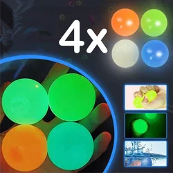 1-4Pcs Luminous Balls High Bounce Glowing Ball Sticky Wall Home Party Decor Kids Adult Gift Anxiety Stress Relieve Toy 4.5cm/6cm