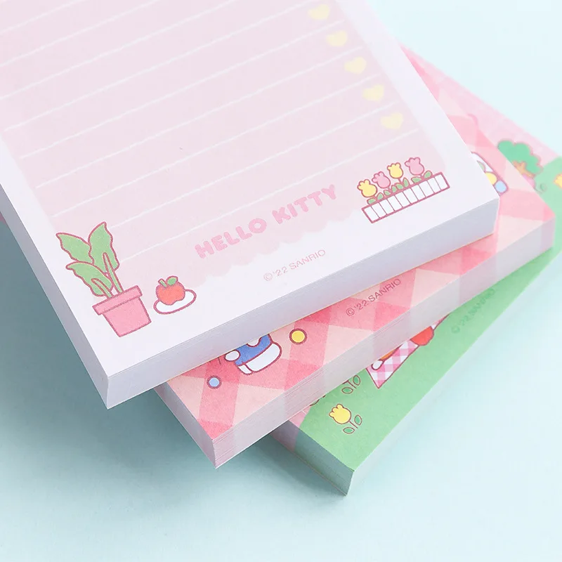 Kawaii Sanrio Hello Kitty Sticky Notes Cartoon Anime My Melody Kuromi Sticker Paper Pochacco Cinnamoroll Memo Pad Office Supplie