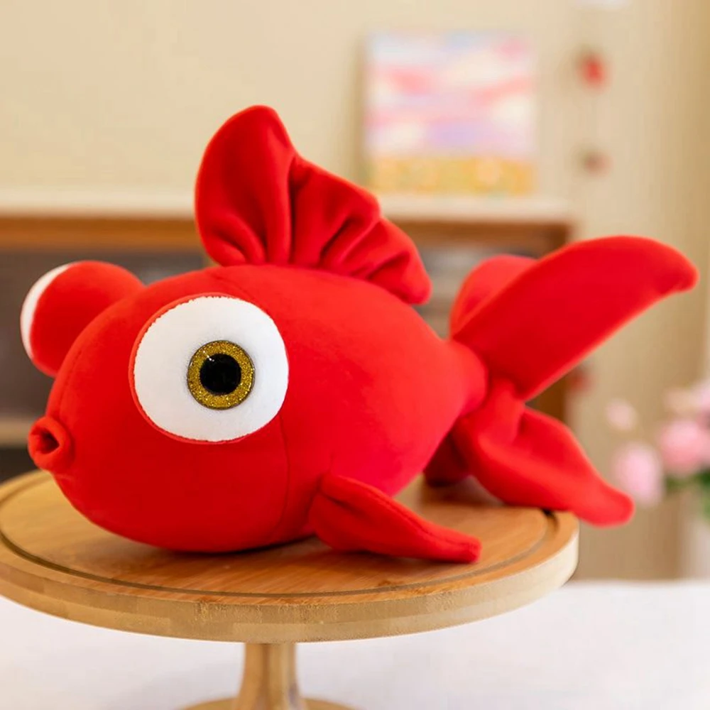 35CM New Cute Goldfish Plush Toy Big Eyes Bubble Toot Beak Simulation Fish Sleeping Doll Children\'s Birthday Christmas Gift