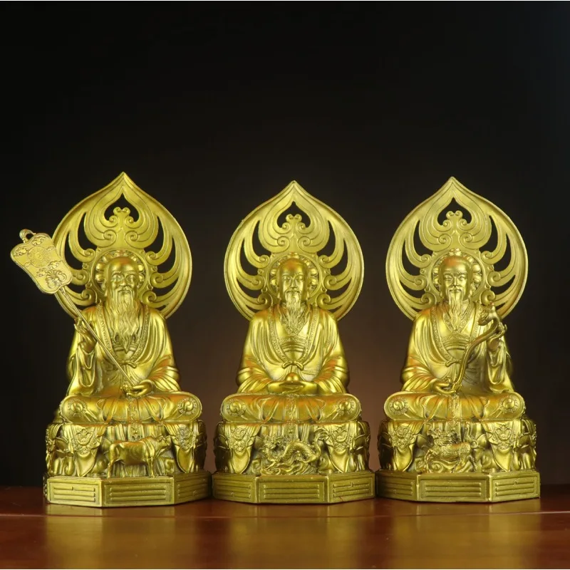 All-copper statues of the Three Pure Immortals, Tai-Shang Lao-Jun, Original Celestial Sovereign for worship and decoration,