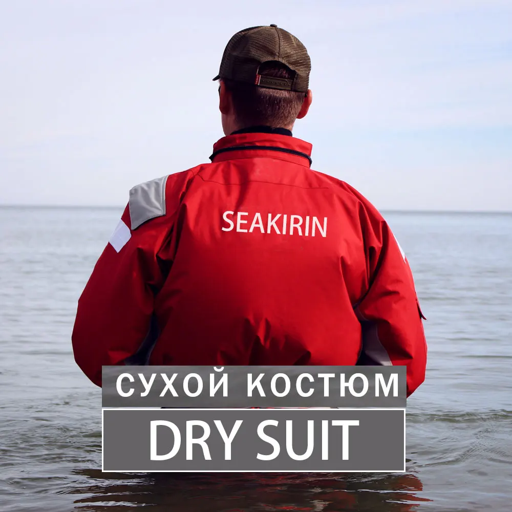 Men Drysuit With Detachable Hood Waterproof Breathable Paddling Kayak Dry Suit Against Cold Water Warm Rescue Clothing Winter