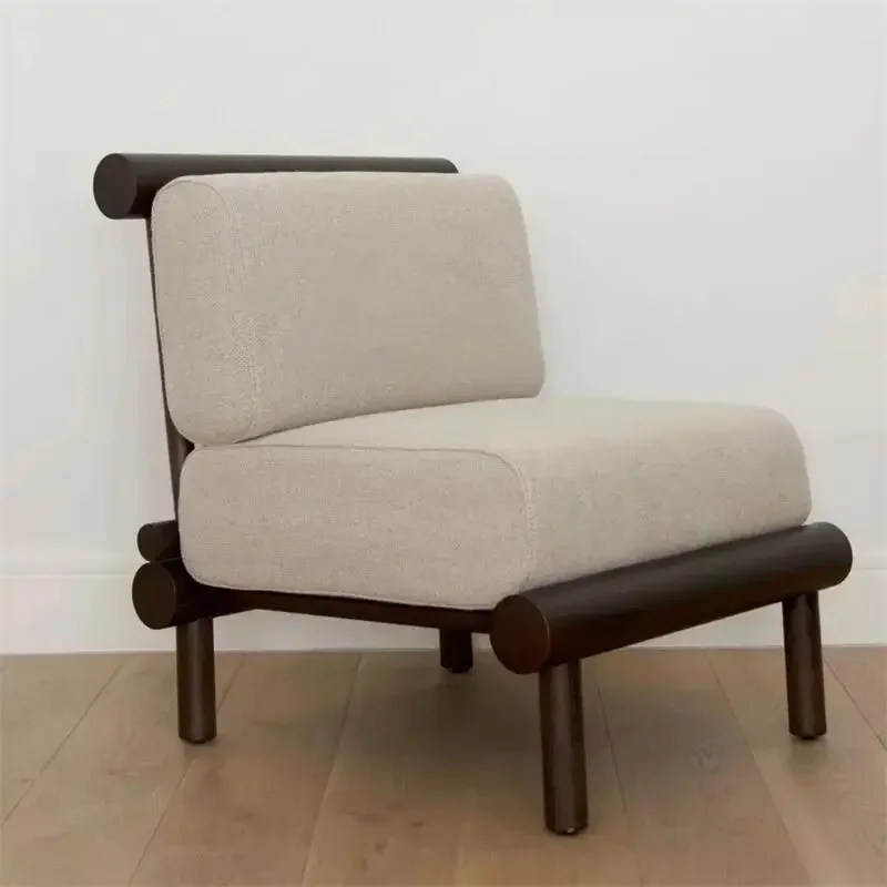 A Medieval solid wood fabric single reception chair clubhouse retro sofa leisure chair