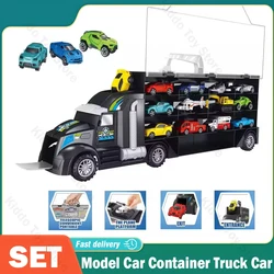 Model Car Container Truck Car Storage Car Children's Engineering Truck Tractor Garage Cars Goods Toys for Boys Birthday Gift