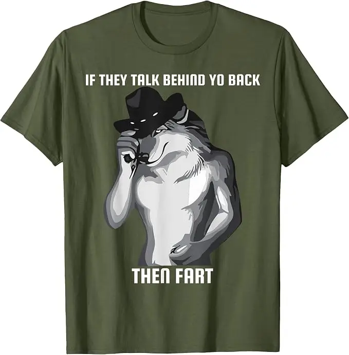 Wenn Sie hinter Ihrem Rücken reden, dann ist das ein lustiges, humorvolles T-Shirt mit einem Furz-Meme. Y2k Herrenmode, grafisches Oberteil, neuartiges Kurzarm-T-Shirt. – Detail 10