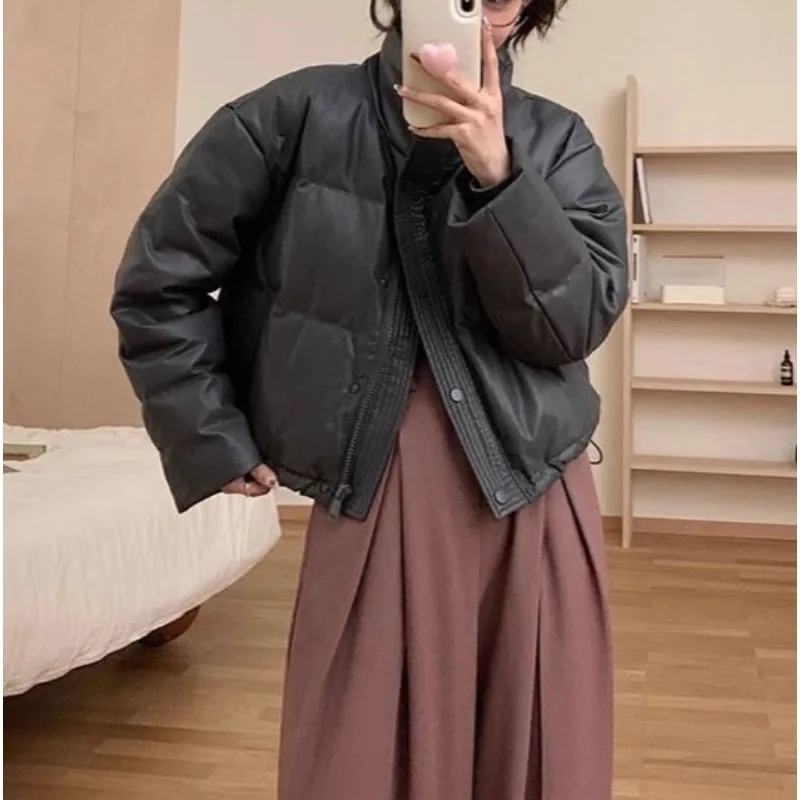 

Хлопковая одежда, короткая несмываемая зима 2025, новое свободное утолщенное пальто с воротником-стойкой, хлопковая одежда, модное пальто