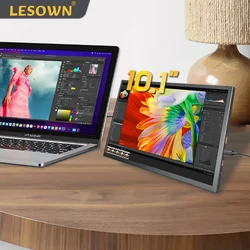 LESOWN 10.1 inch QHD Portable Monitor USB C HDMI Second External Monitor IPS Screen Small Laptop Monitor Built-in Dual Speaker