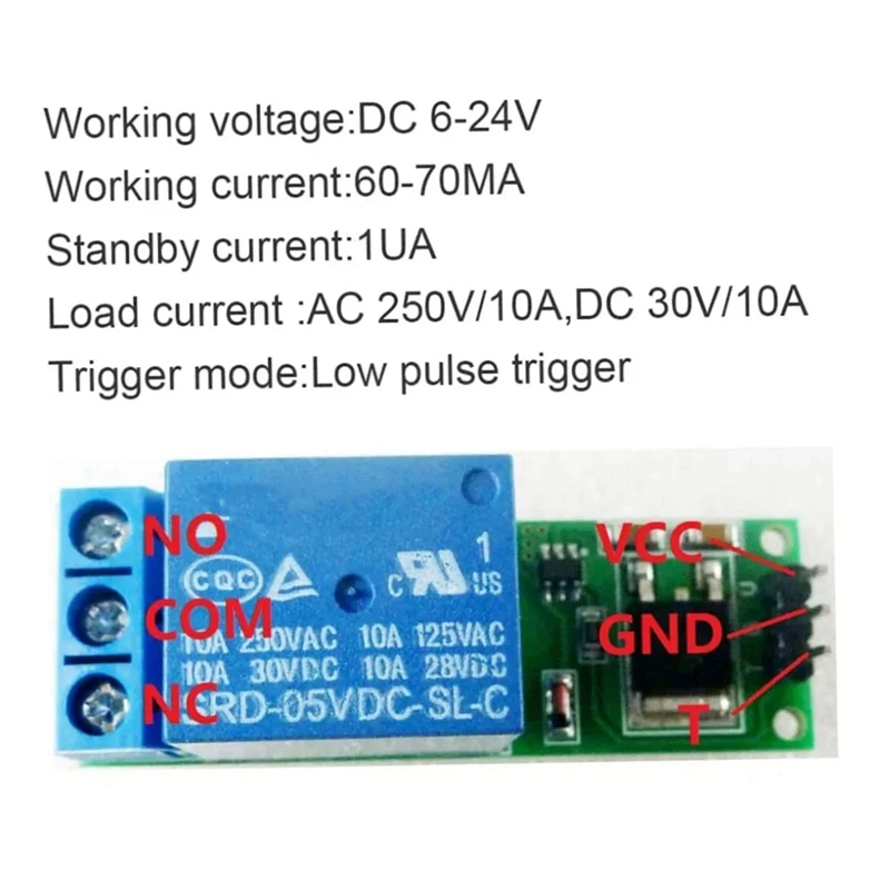 For IO25B01 Single Channel 6-24V Self-Locking Relay Switch Locking Relay Low Pulse Trigger Board