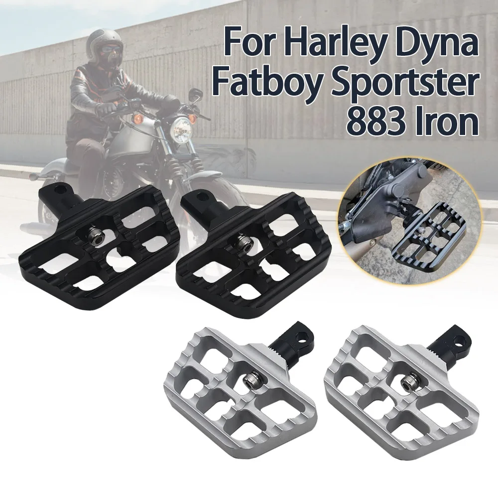 

Motorcycle Foot Pegs Wide Footpegs Bobber Footrest For Harley Dyna Fatboy Touring Sportster 883 XL Softail Street Bob