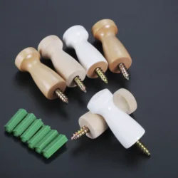 2pcs Mushrooms-Shape Screw-On Wooden Hook Coat Key Towel Mug Shaker Peg Wood Hooks & Screws Wall Mounted Bathroom Kitchen Hanger