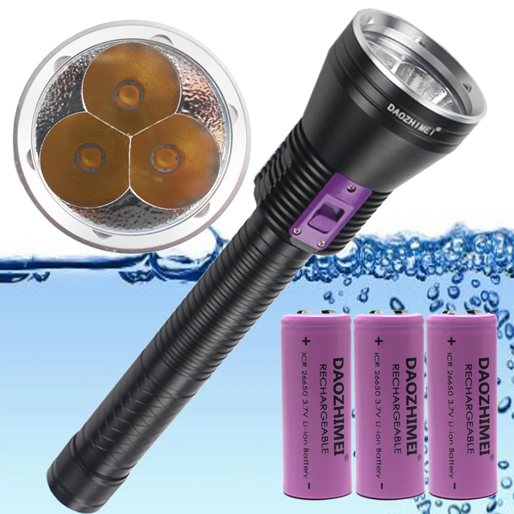 

3 * XHP70 супер яркий светодиодный фонарик для дайвинга подводный 100 метров фонарь для подводного плавания IPX8 водонепроницаемый 26650 фара свет лампа