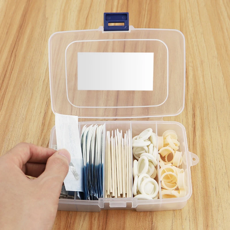 Caja de almacenamiento de herramientas de extensión de pestañas, organizador de maquillaje transparente con cubierta rectangular Vertical, 5/6 rejillas, soporte de pinzas de pegamento