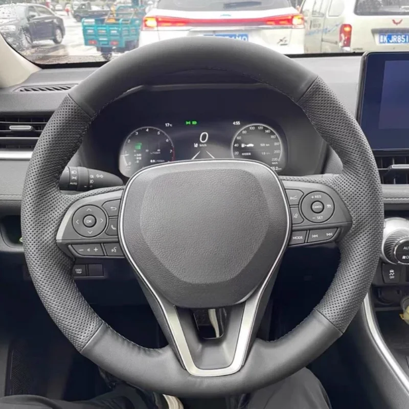 

Hand-Sewn Microfiber Leather Car Steering Wheel Cover RAV4 Camry Corolla Car Interior Accessories For Toyota Carola