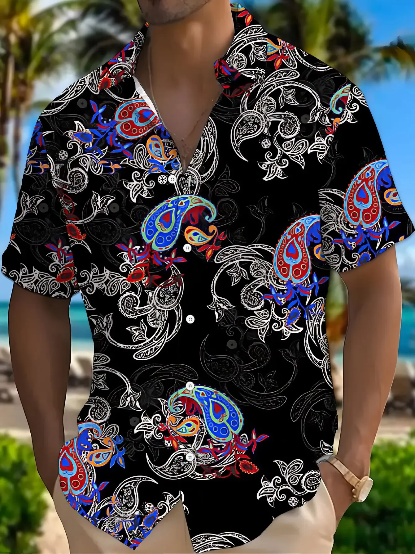 Summer Lightweight Beach Shirt Men Hawaiian Style Casual Man Short Sleeve Fashion Print Breathable Party Outfit Tops