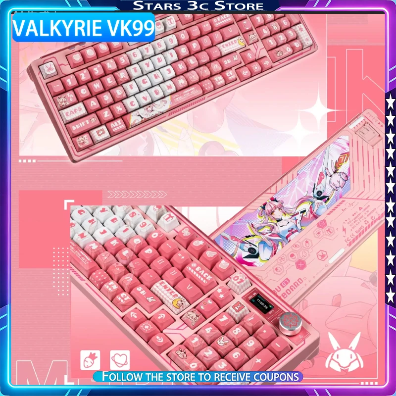 VALKYRIE VK99 Mechanical Keyboard with Multi Functional Metal Knob Wireless TriMode Hot Swappable High Aesthetic Gaming Keyboard