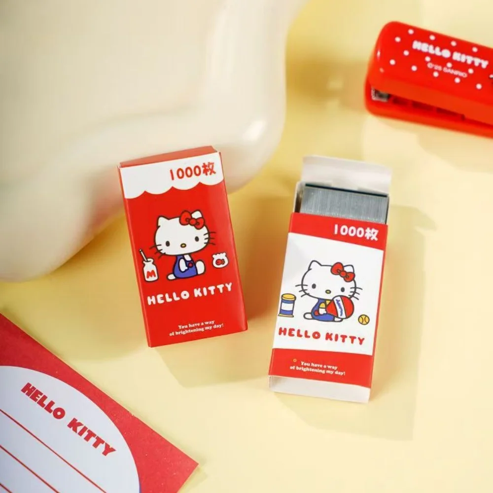 Genuine Sanrio Hello Kitty Stapler Kit With 1000 Staples Portable Small Binding Tool For School Note Scrapbook Page File Sorting