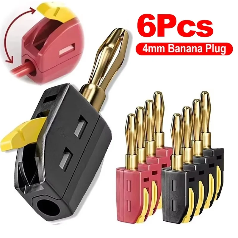 4mm Banana Plug Self Locking Audio Plug No Solder Wire Connector Electrical Connector Parts For Electrical Test Power Testing