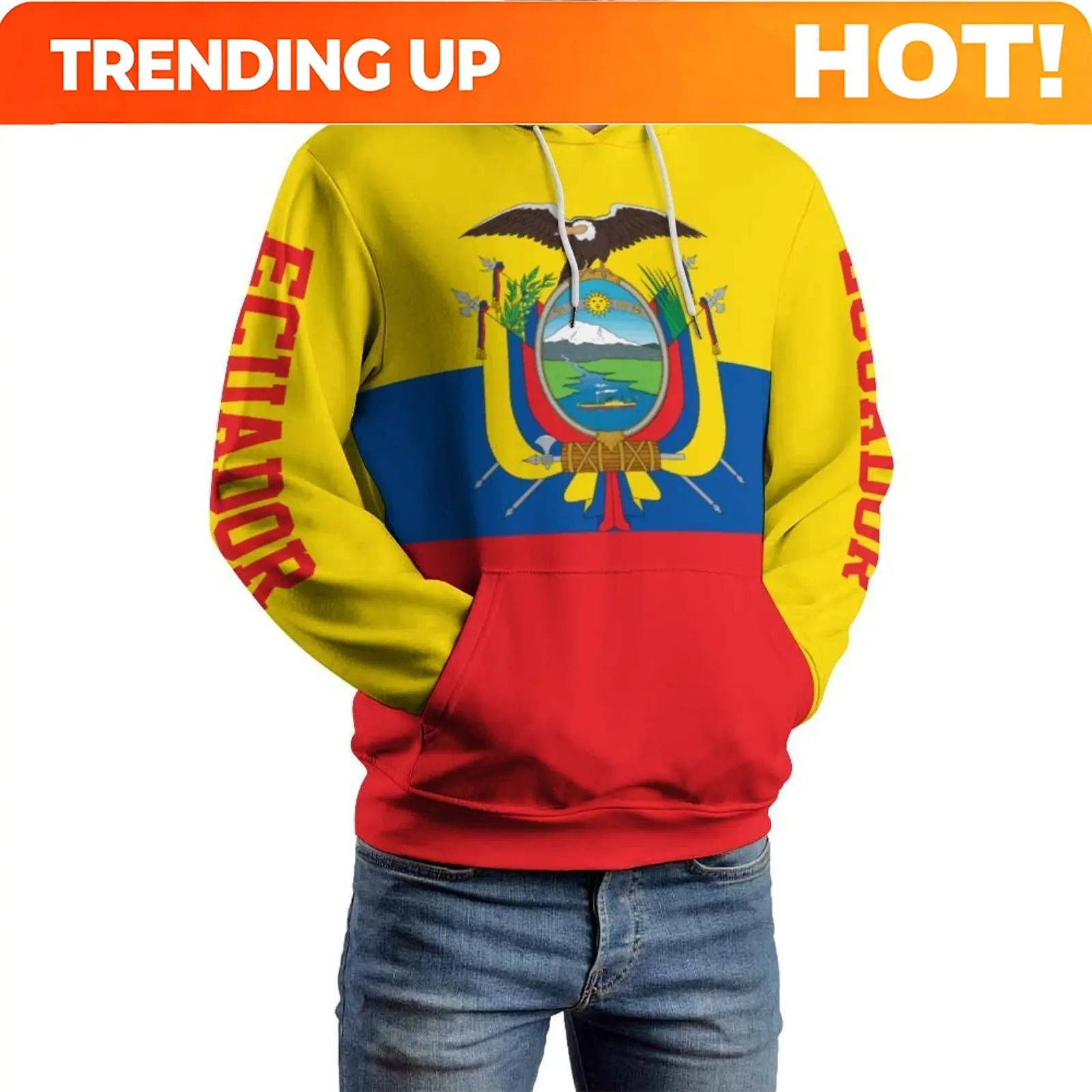3D Hoodie Ecuador Flag Unisex Men Women Polyester Harajuku Sweatshirt Pullover Hoodies Casual Cool