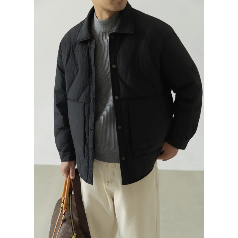 

Korean Sle Men's Lightweight irt Sle down Jaet Loose Fit Winter Outerwear Du down Filling Barnum Sle Warmth