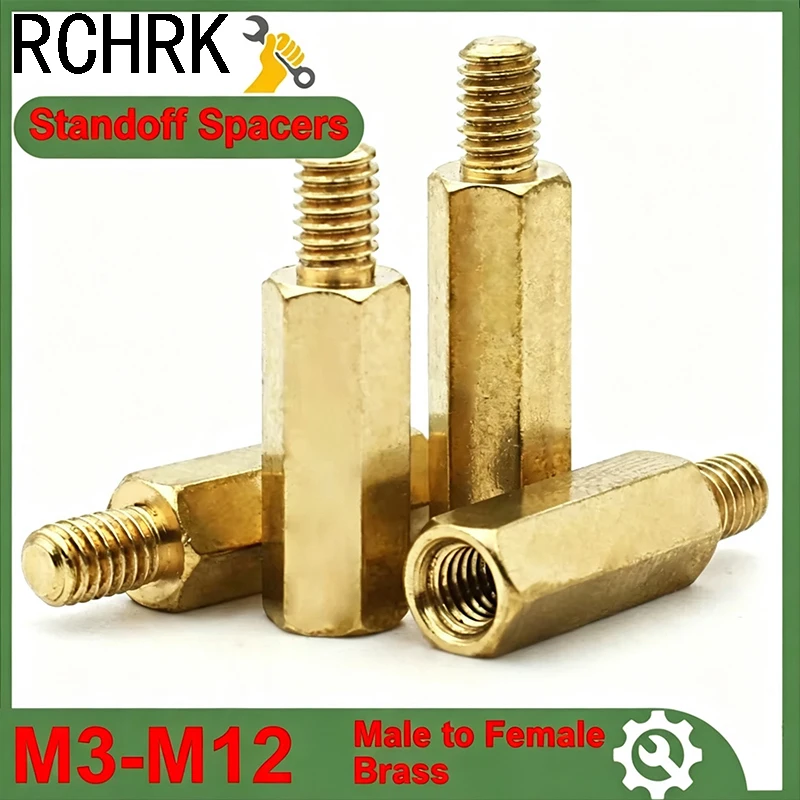 M2 M2.5 M3 M4 M5 M6 Hex Brass Standoff Single-Headed Brass Stud for Computer Case Motherboard Screw Nut Spacer Support Pillar