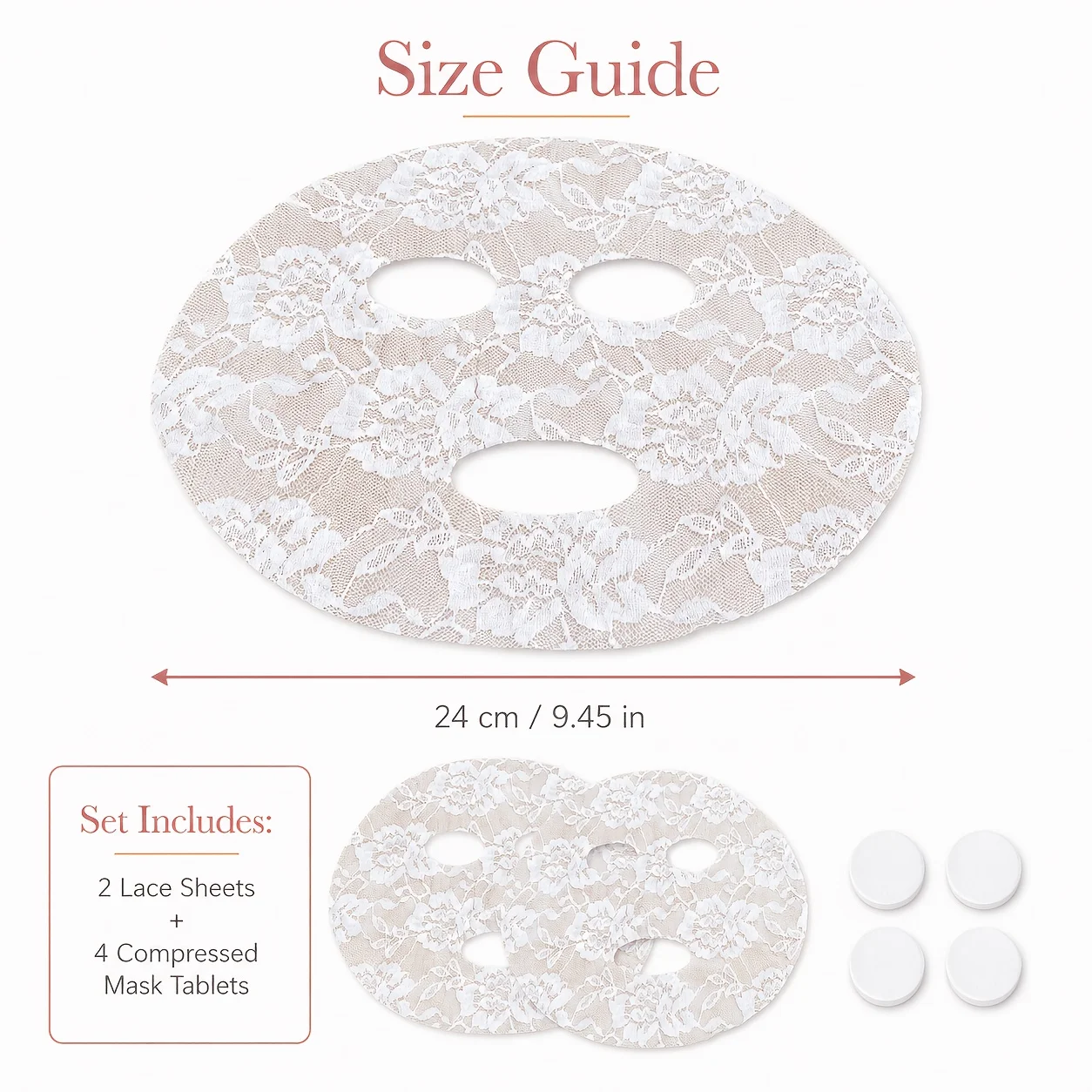6pcs Set （2 Lace Sheets and 4 Compressed Mask Tablets） for Beauty Routine view 5