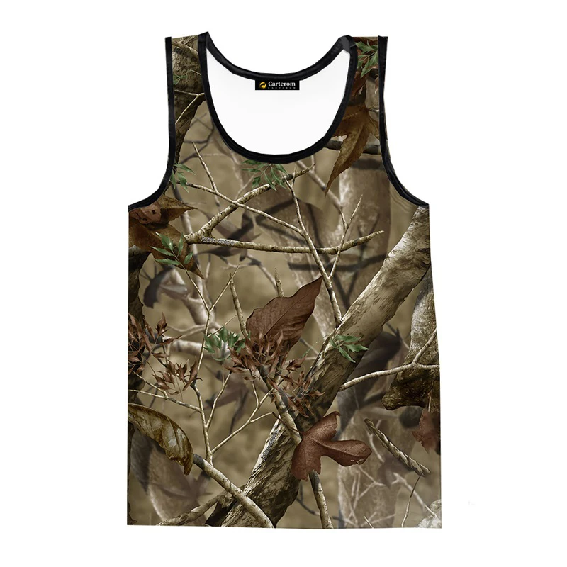 Camouflage Leaf Tank Tops 3d Jacht Print Mouwloze Top Casual O-hals Man Kleding Harajuku Campagne Streetwear Vest - afbeelding 2