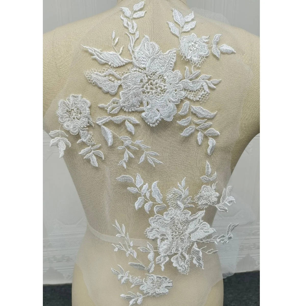 Flower Pairs With Sequins Medallion Lace Patched Wedding Dress Costume Accessories