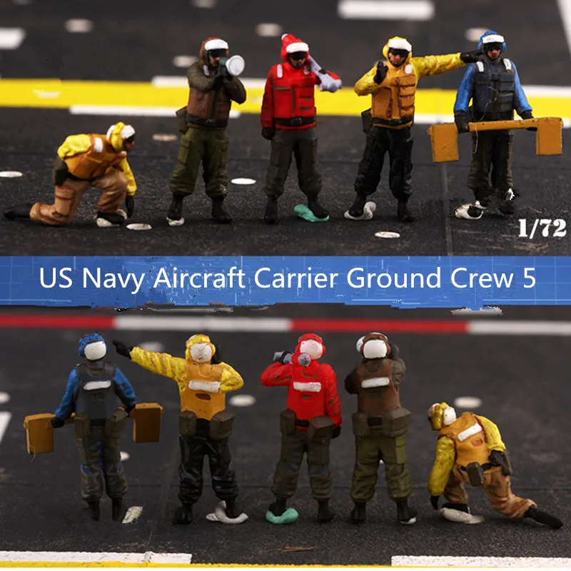 

1:72 Scale Model 5Pcs Action Figure US Navy Aircraft Carrier Ground Handling Working Men Toys DIY Scene Accessory Display Gift