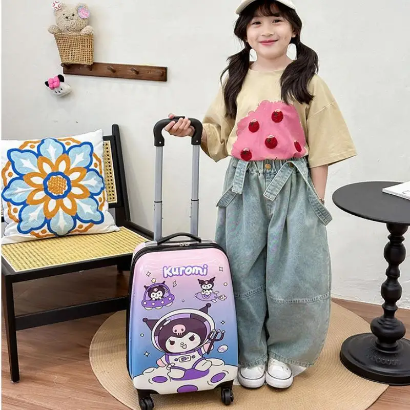 Anime Kawaii Sanrio Hellokittys Kuromi Kid Trolley Case Cute Cartoon Gift Box Universal Wheel Combination Lock Boarding Suitcase