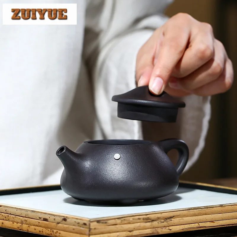 190ml Ancient Yixing Purple Clay Teapots Handmade Stone Scoop Pot Raw Ore Stone Yellow Mud Tea Soaking Kettle Zisha Tea Set Gift