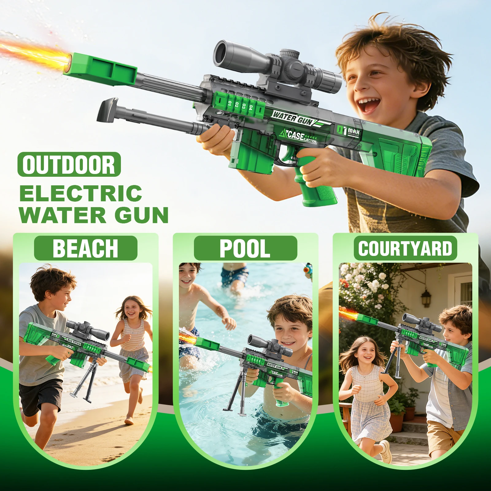 Electric Water Gun Toy Manual and Automatic Watergun with Lights and Sound Long Range Water Squirt Gun Beach Pool Outdoor Toy view 6