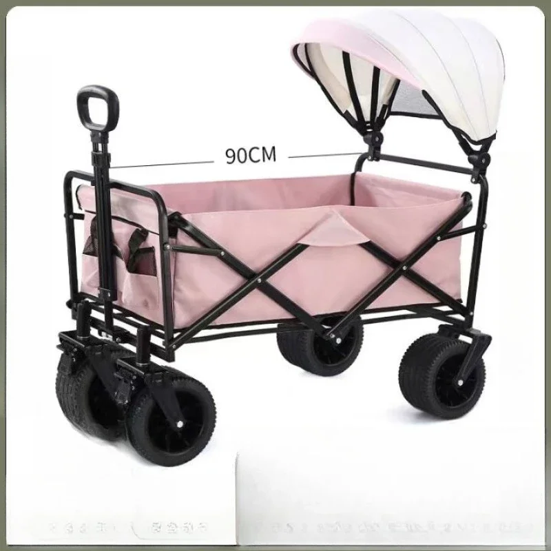 

Outdoor camping trolley with awning 2024 new camper foldable load-bearing double children's ca