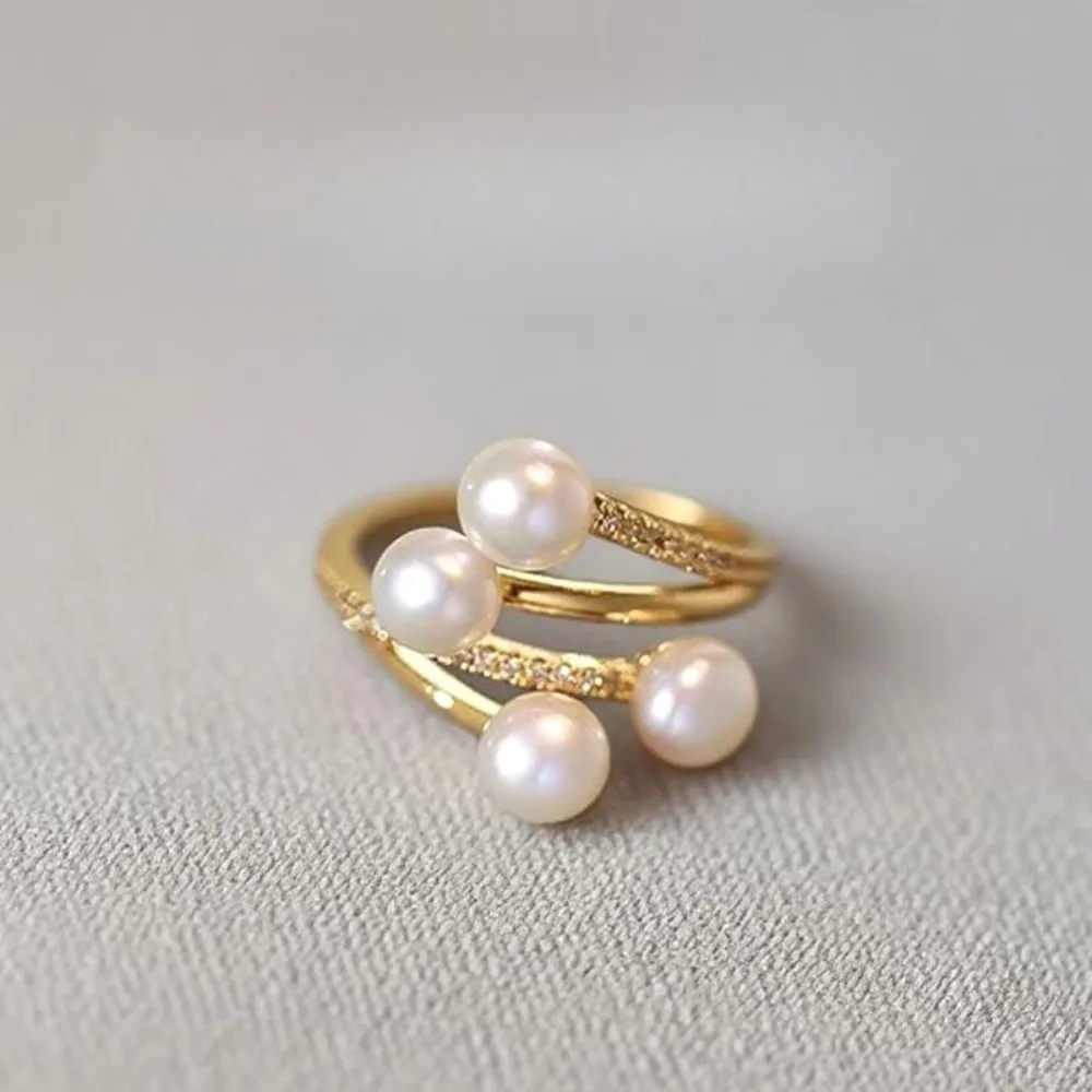 

5 шт. жемчужные аксессуары «сделай сам», новый медный позолоченный цирконий, изысканное многослойное кольцо с волнистой нишей, воздушная поддержка