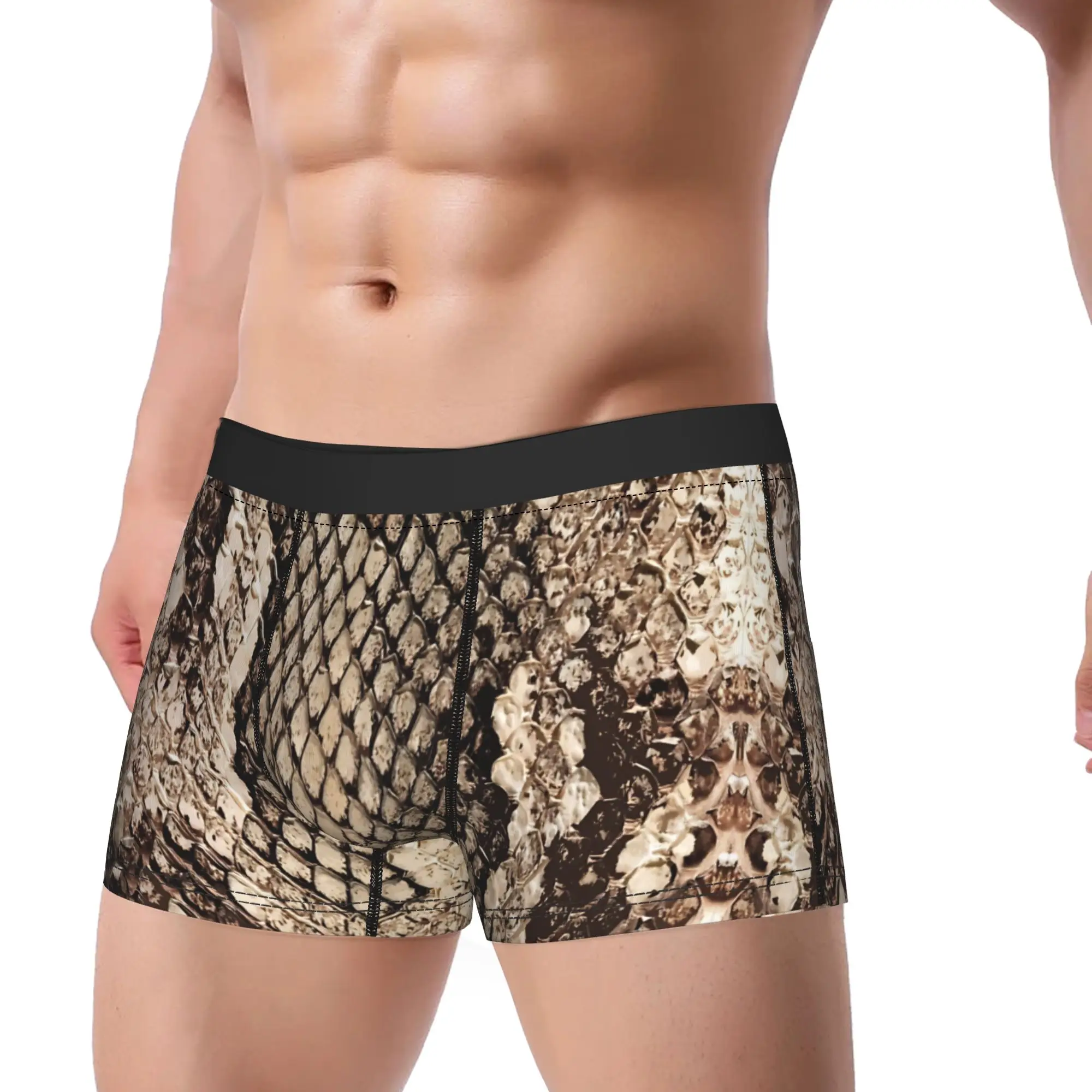 Snakeskin Print  Snake Reptile Animal Rattlesnake  Underwear  Men's Boxer Brief Boxer Shorts Trenky Print Plus Size Panties