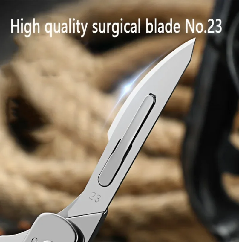 High Hardness Stainless Steel Folding Surgical Knife for Outdoor Camping EDC Portable Unboxing Knife with 10pcs Blades Included