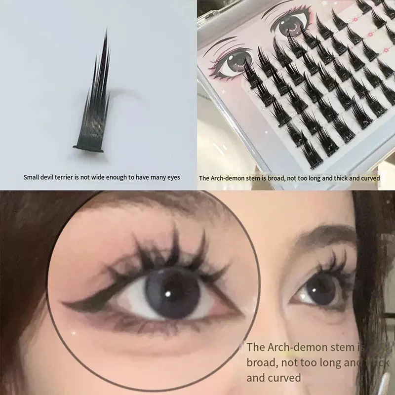 Thiên Nhiên Mới Lông Mi Giả Phân Đoạn Lớn Kẻ Mắt Cos Quỷ Nhỏ Dày Manga Lông Mi Nối Dài Dụng Cụ Trang Điểm