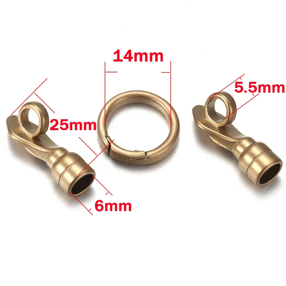 Gold Stainless Steel Connector Set Hole 6mm for Leather Bracelet DIY Making Clasp Spring Ring Findings Jewelry Connect Parts