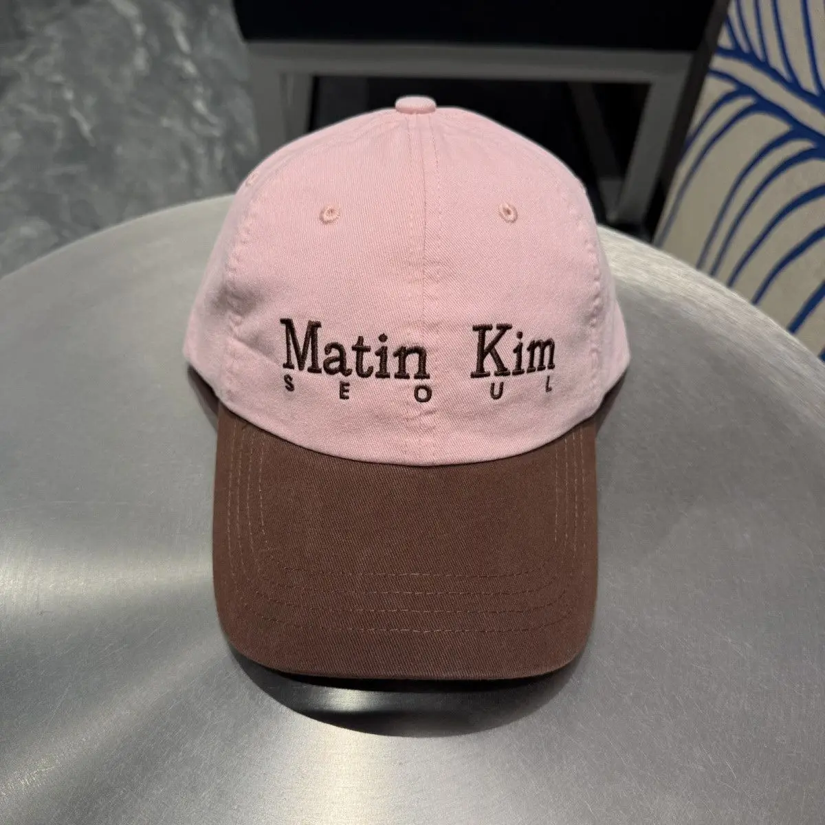 Matin Kim Korean Letter Embroidery Baseball Cap Couple Matching 3D Brim Hat