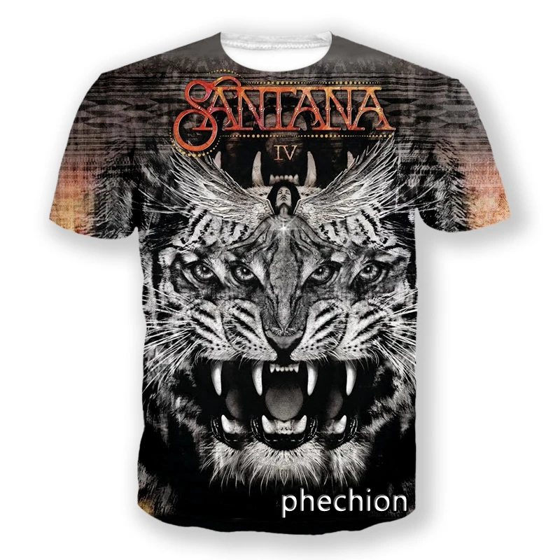 phechion New Fashion Men/Women Santana Band 3D Print Short Sleeve T-Shirt Casual Hip Hop Summer T Shirt Tops S187 images - 6