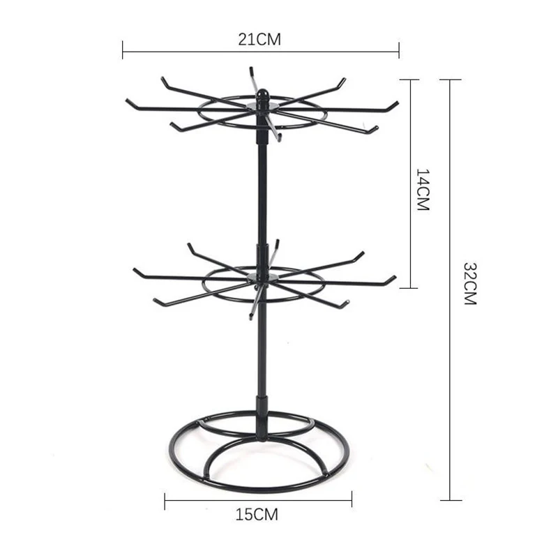 Jewelry Display Stand 2 Tier Round Metal Necklace Organizer For Hanging Earrings Rings Bracelets Watches Hair Band Storage Rack image 6