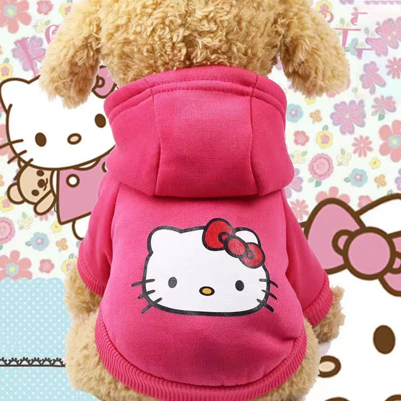 Sanrio Hello Kitty Dog Clothes Coat Cartoon Anime Pet Jacket Hoodie Cute Sweatshirt Hooded Autumn Winter Soft Warm Clothing Gift