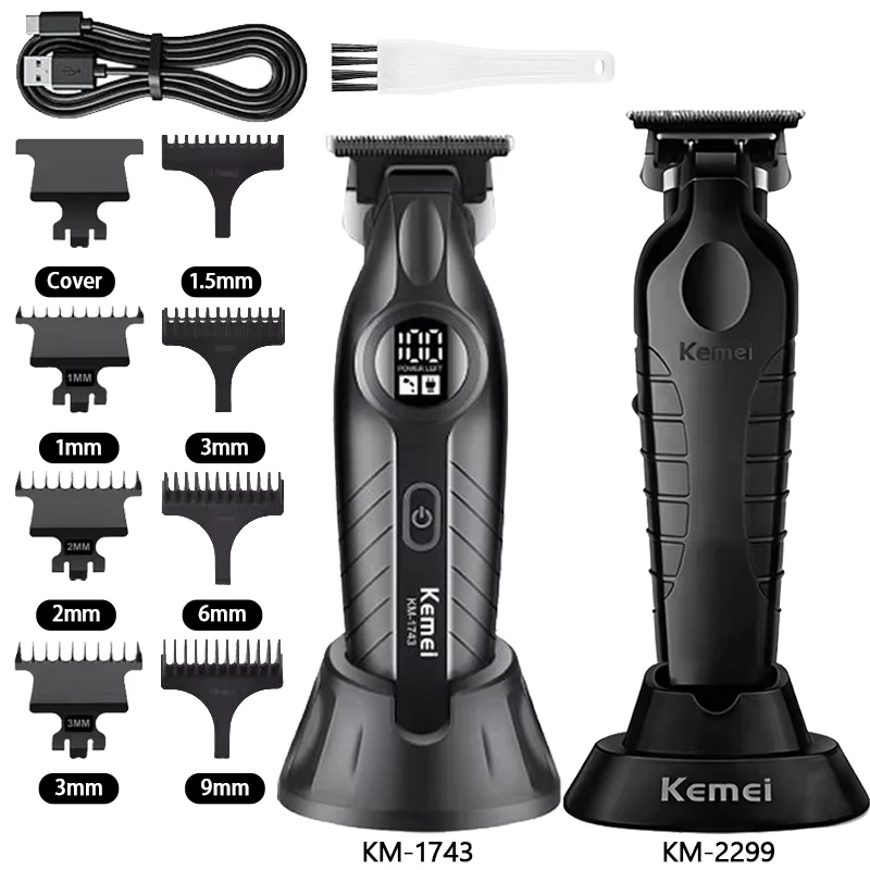 KEMEI KM-1743 KM-2299 Rechargeable Electric Hair Clippers For Men Hair Cutting Machine With Base Professional Hair Trimmer