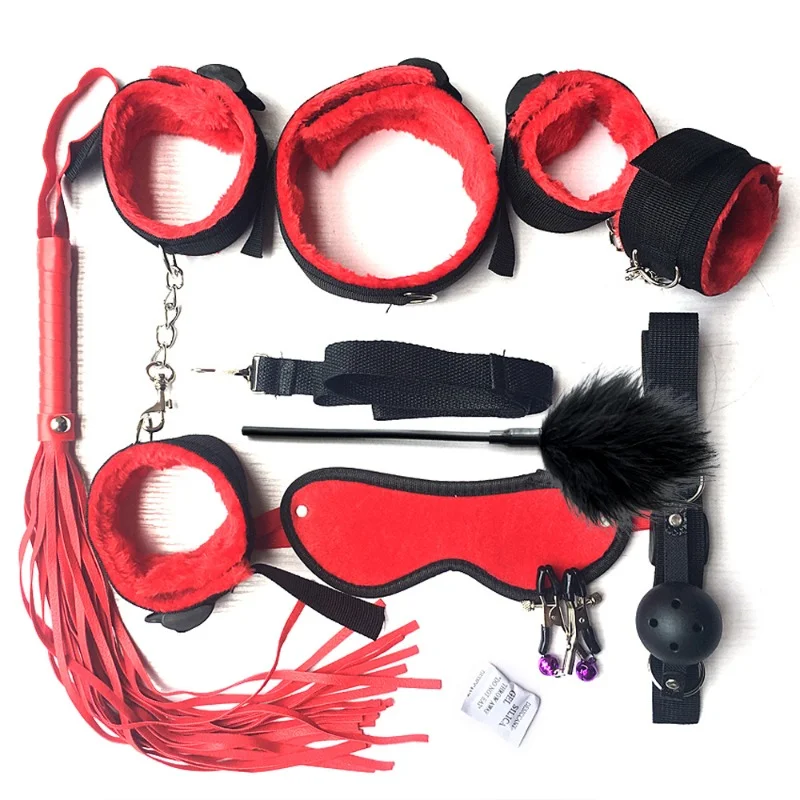 BDSM Restraint Sets, Female Sex Toys Handcuffs, Gags, Blindfolds, Whips, Restraint Straps, Nipple Clamps Adult Game Accessories, - Image 4