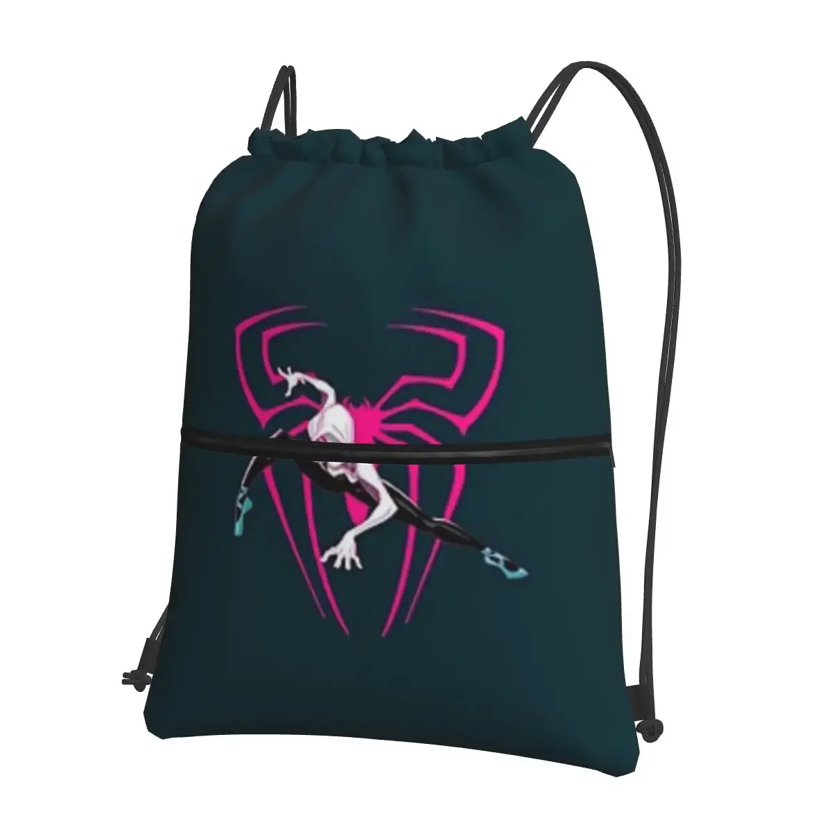 Spider Gwen Portable Backpacks Drawstring Bag Multi-function Drawstring Bundle Pocket Sundries Bags For School Students